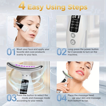 Facial And Neck Massager, 7 Modes, Rechargeable USB